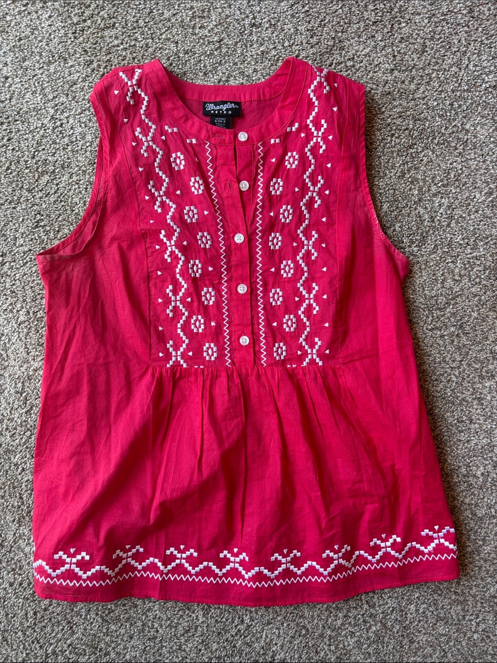 Wrangler Bright Pink Sleeveless Embroidered Tunic